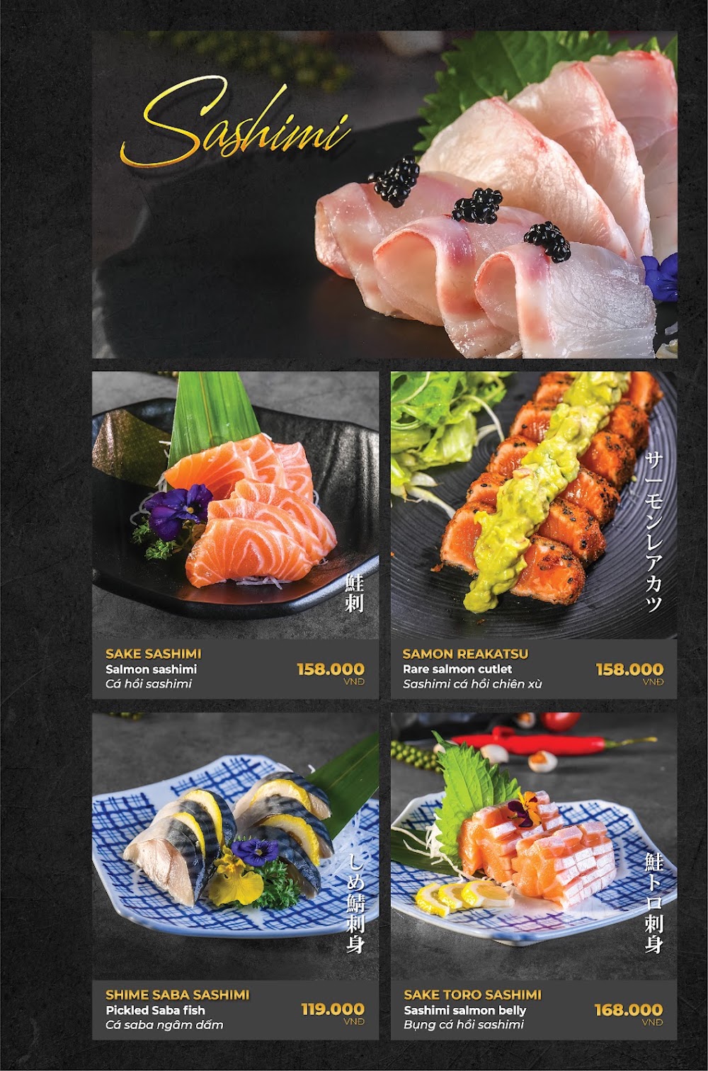 Nhà hàng Nhật Bản Tamaya – Menu của quán