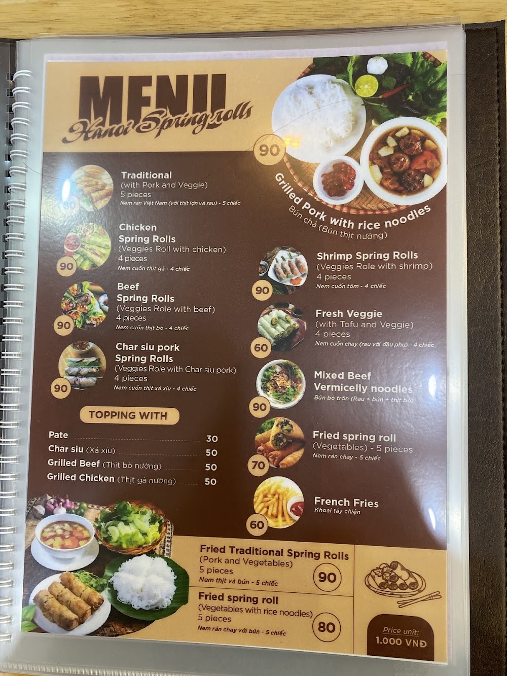 Thang Trần Quán – Menu của quán