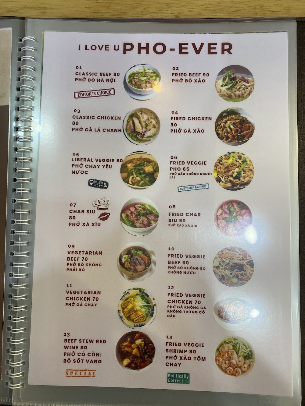 Thang Trần Quán – Menu của quán