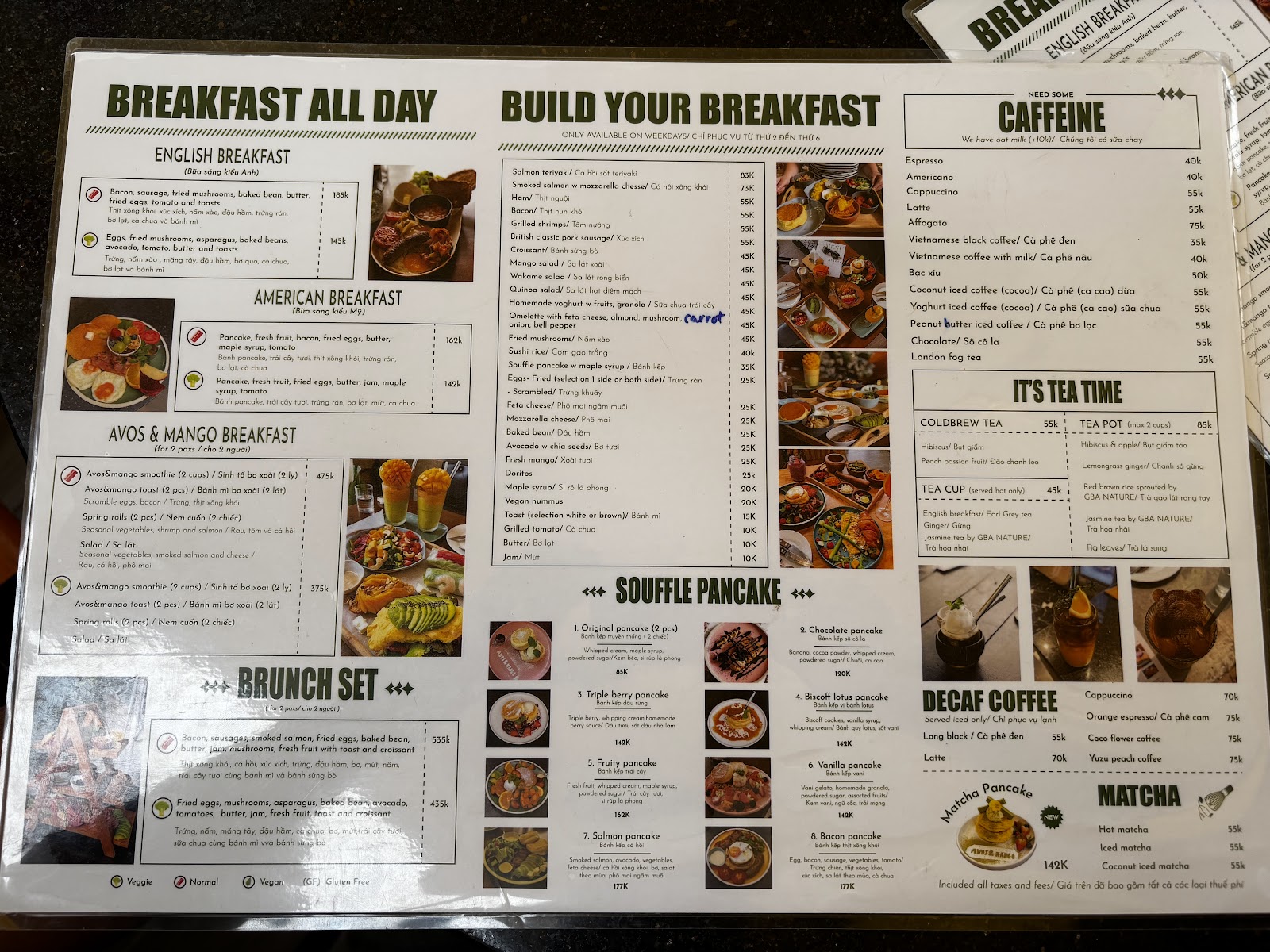 Avos and Mango Coffee Shop – Menu của quán