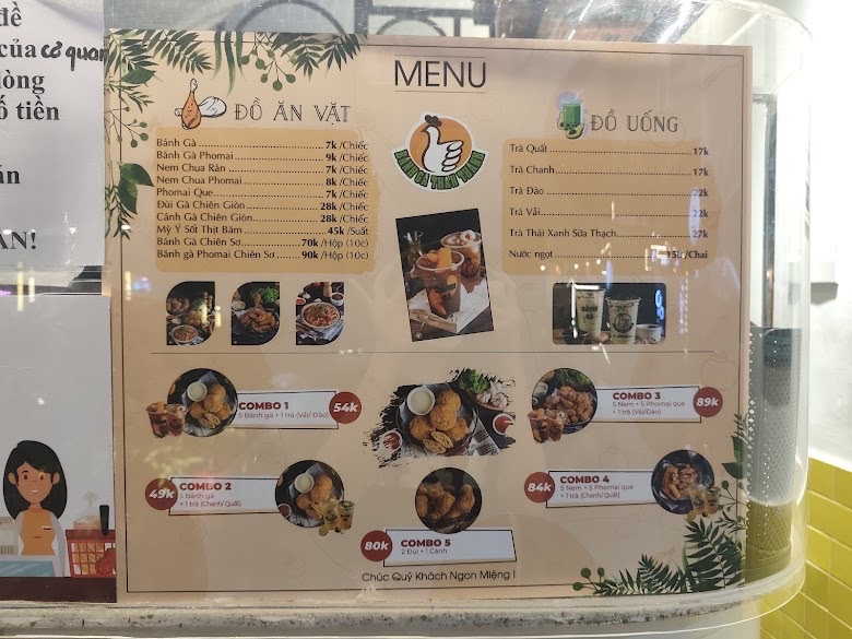 Bánh gà Thần Thánh – Menu của quán