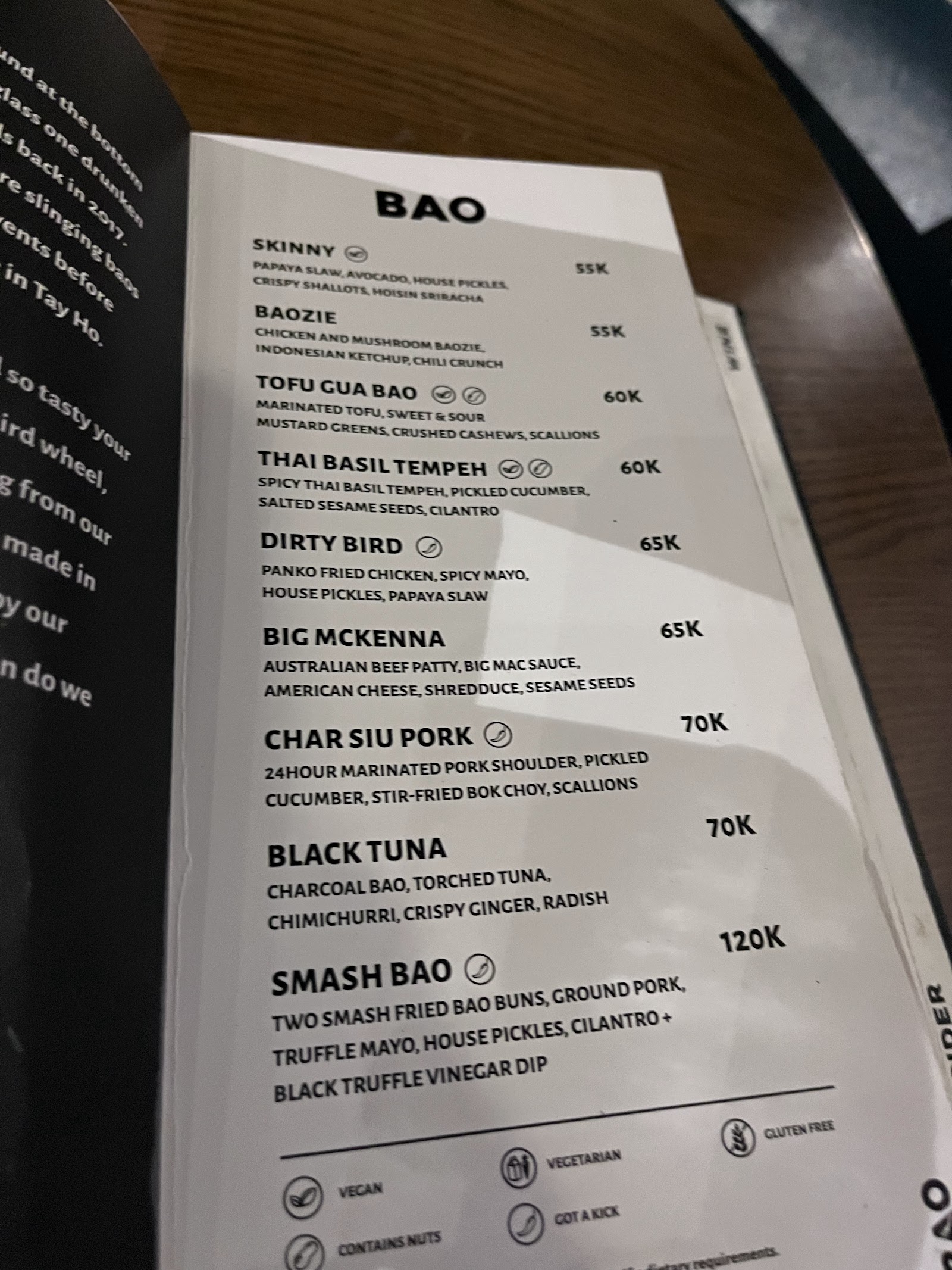 BAO WOW – Menu của quán