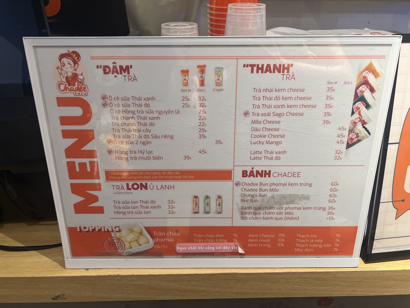 Chadee Đống Đa – Menu của quán