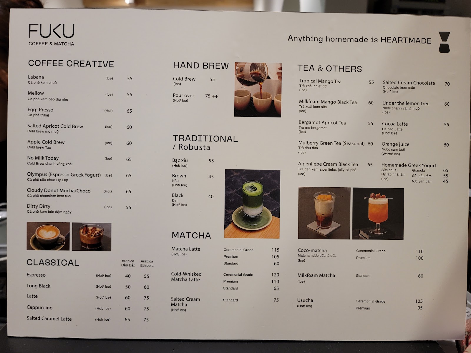 Fuku Coffee & Matcha – Menu của quán