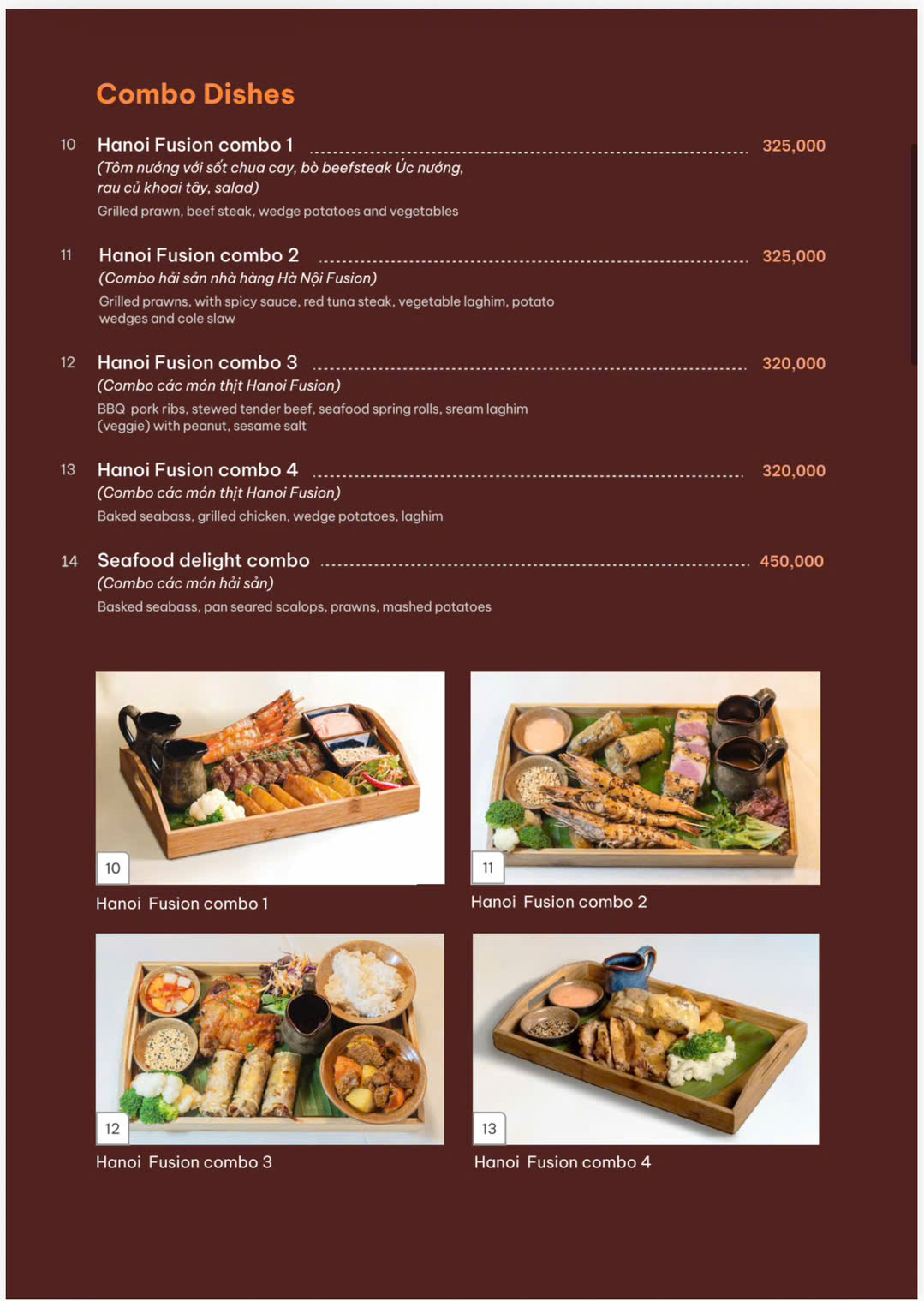 Hanoi Fusion Pub & Restaurant - 54 Nguyễn Trường Tộ – Menu của quán