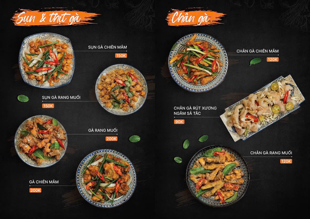 Lẩu Gà Lá É – Xì Xà Xì Xụp – Menu của quán