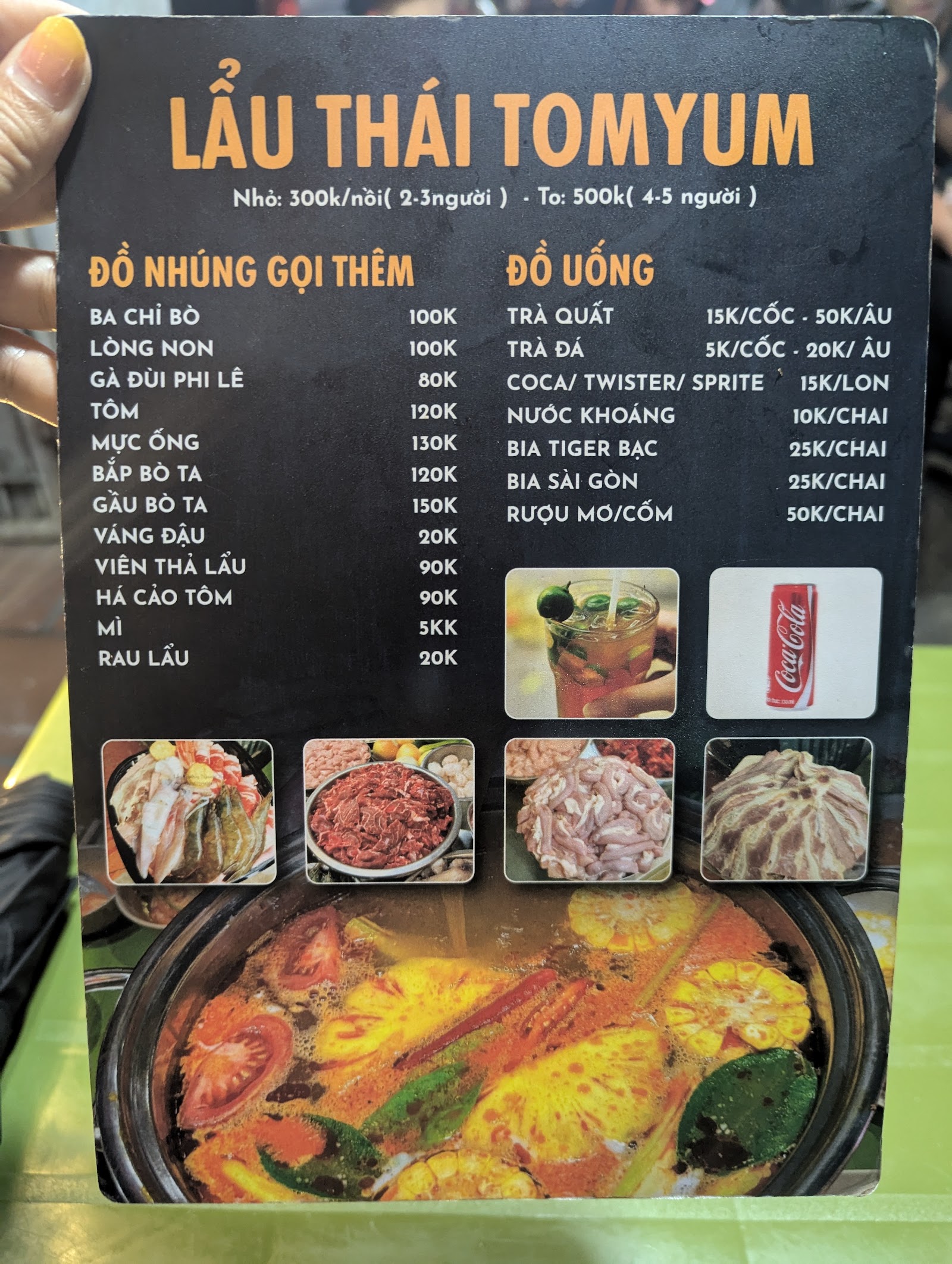 Lau Nuong Nhung Nhinh – Menu của quán