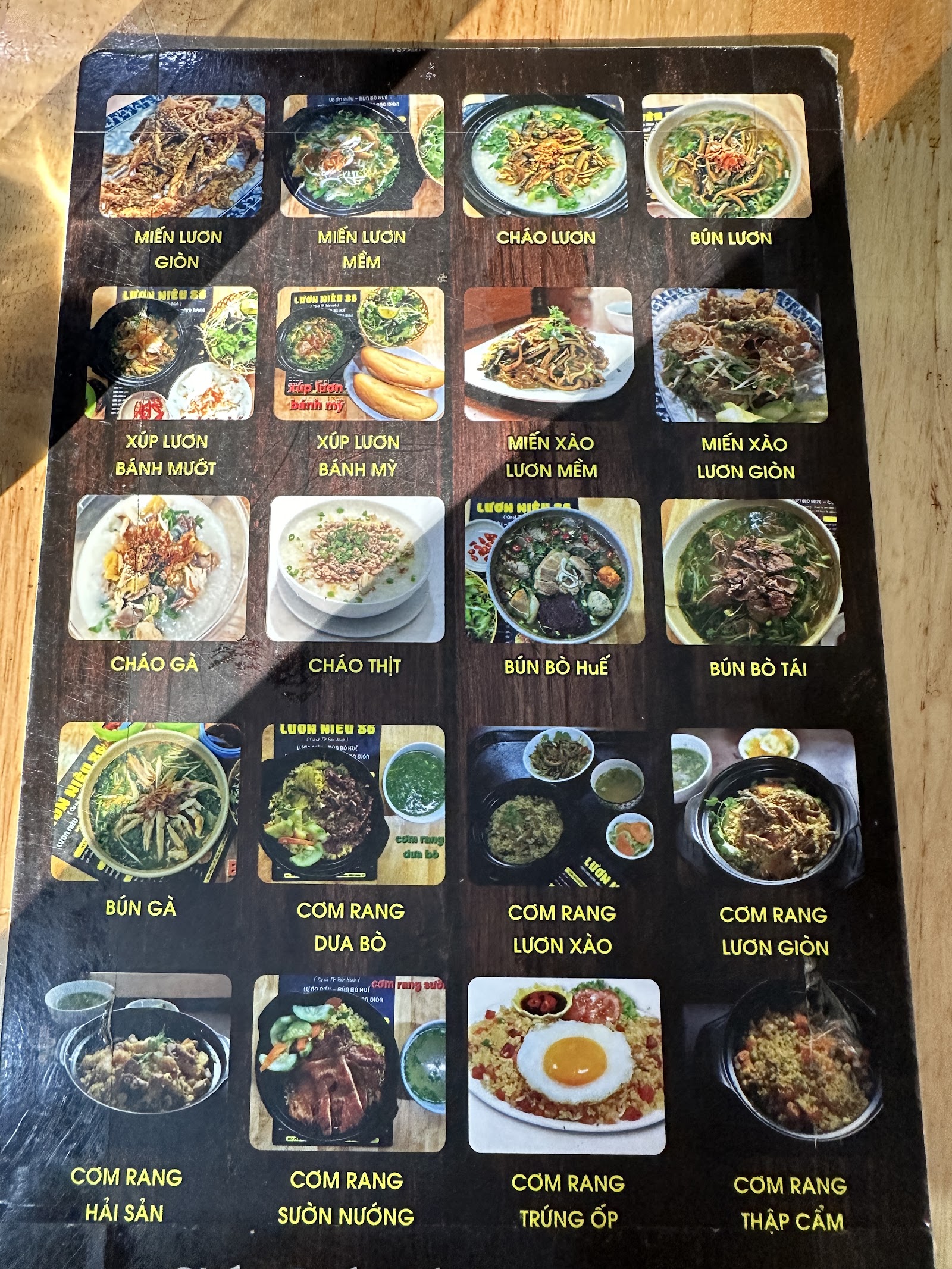 Lươn niêu 86 CS Bắc Ninh – Menu của quán