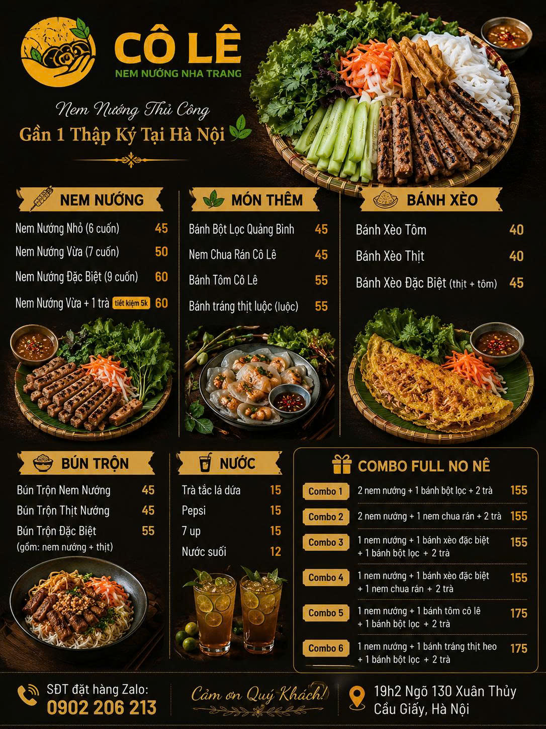 Nem Nướng Nha Trang Cô Lê – Menu của quán