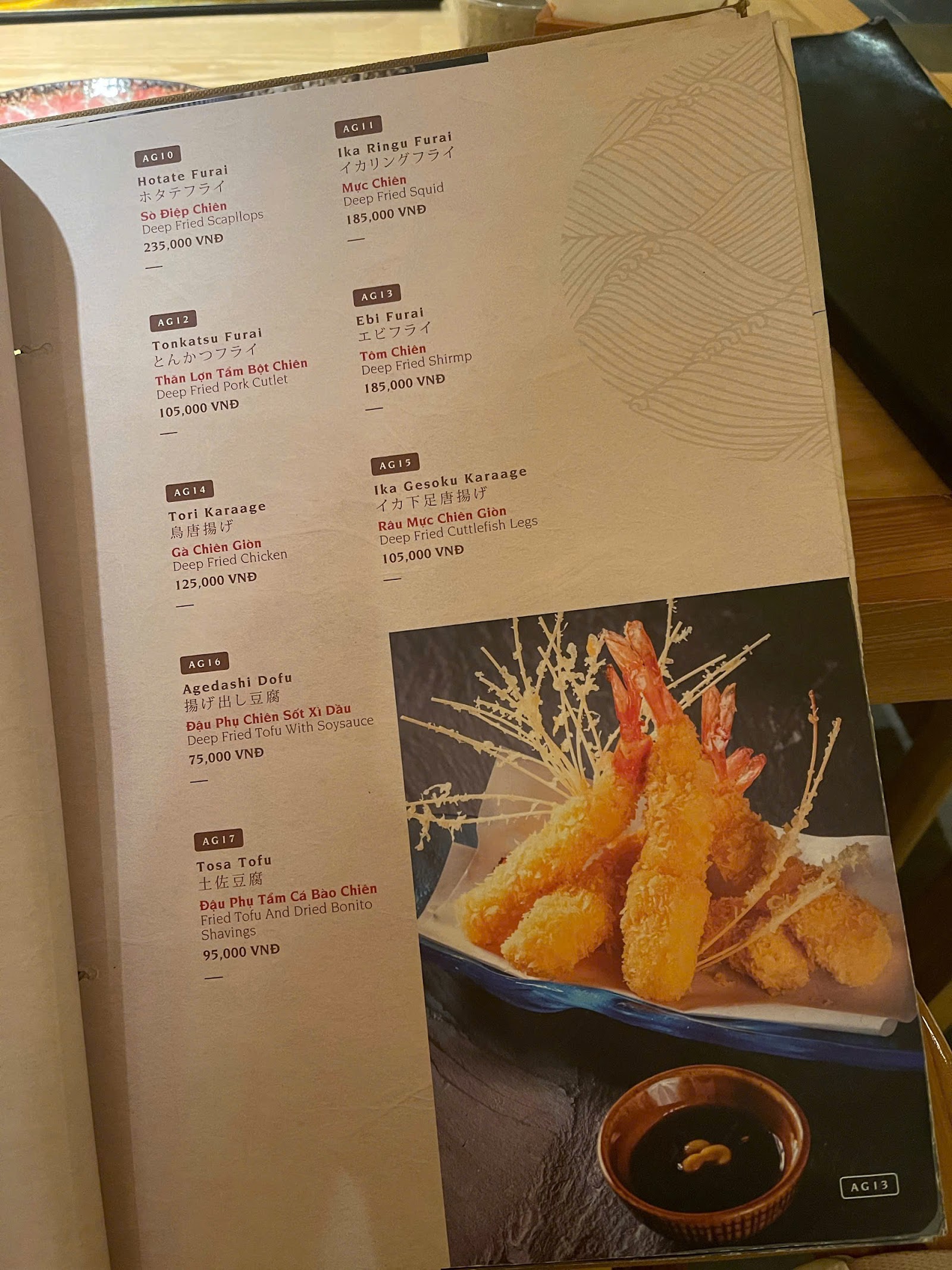 Nhà Hàng Nhật Bản Kimono – Menu của quán