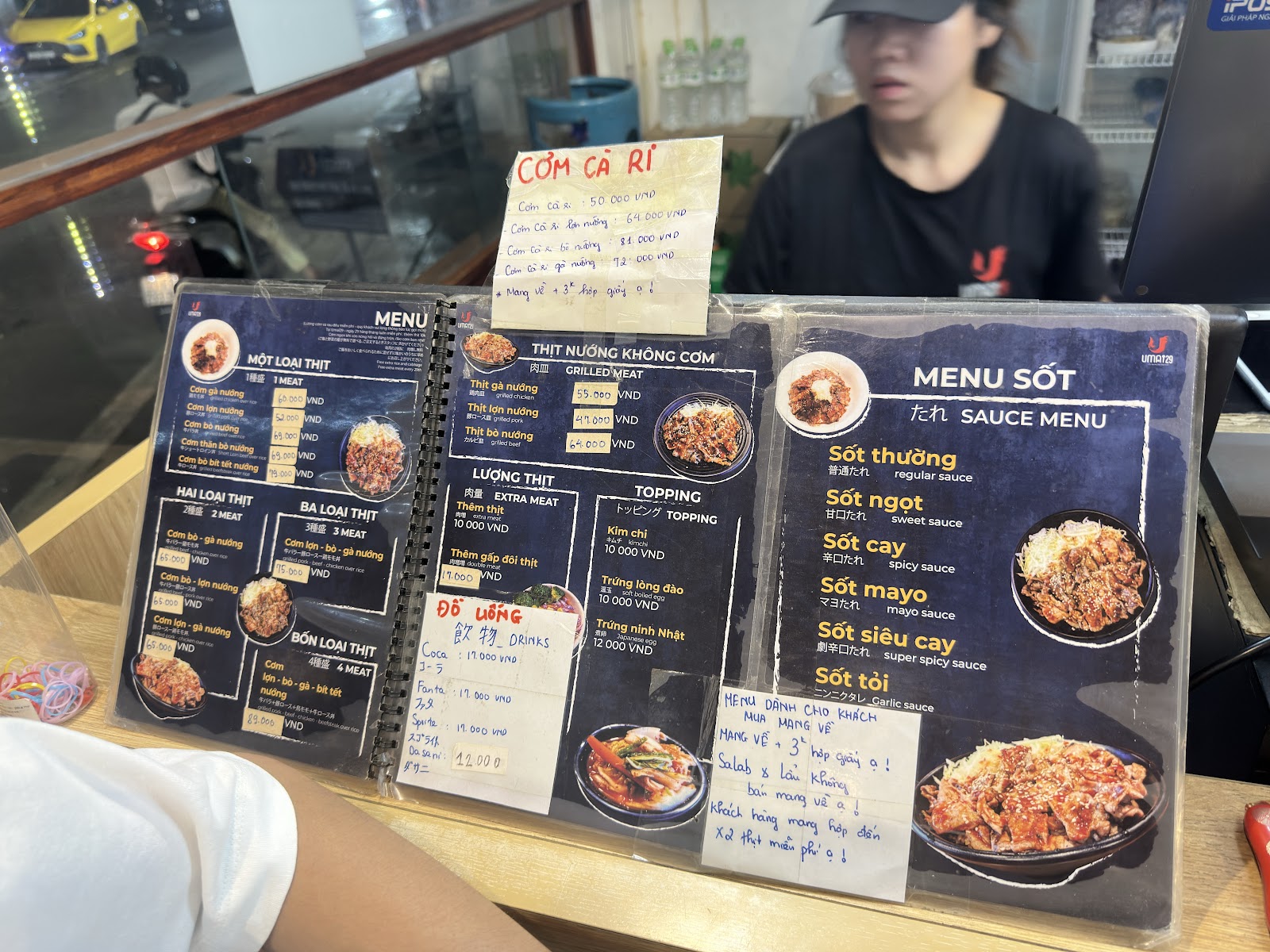 Umai29 Ngọc Khánh – Menu của quán