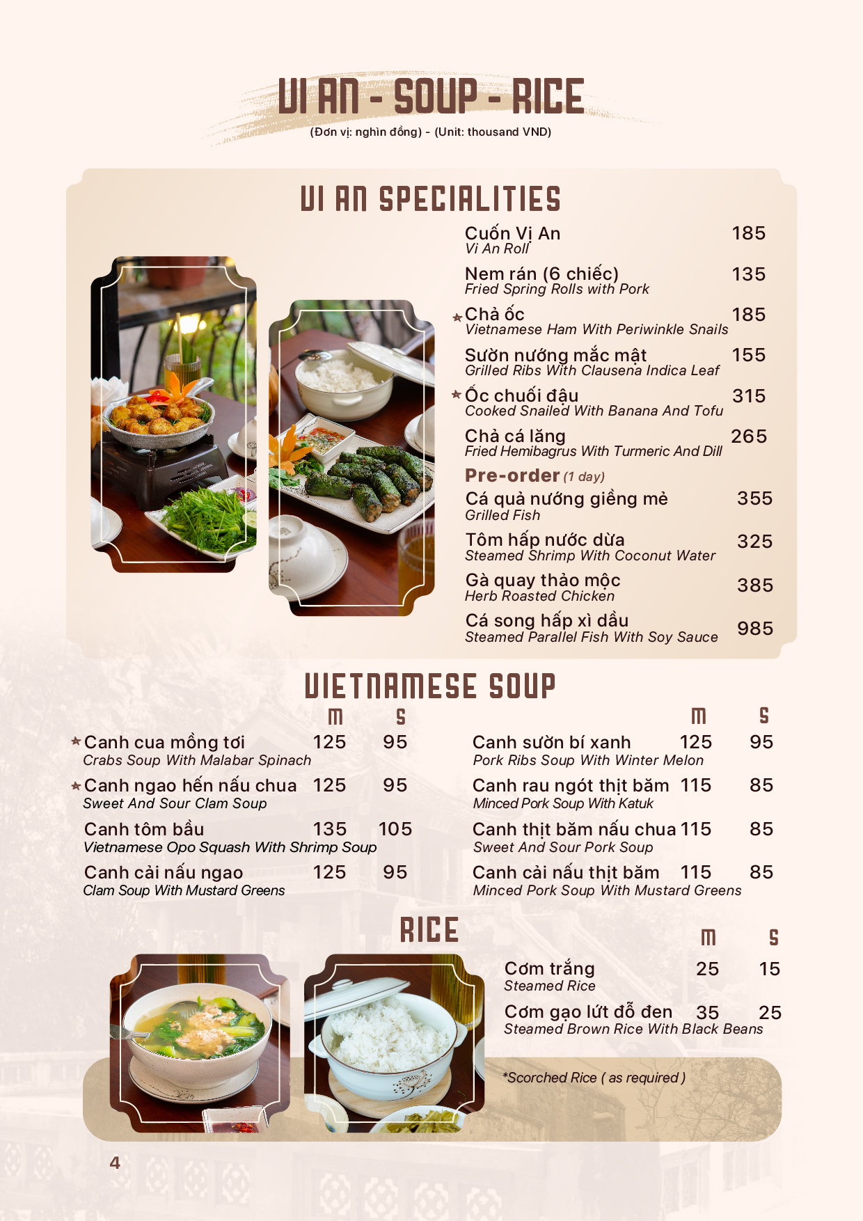 Vị An 145 Hoàng Cầu – Menu của quán